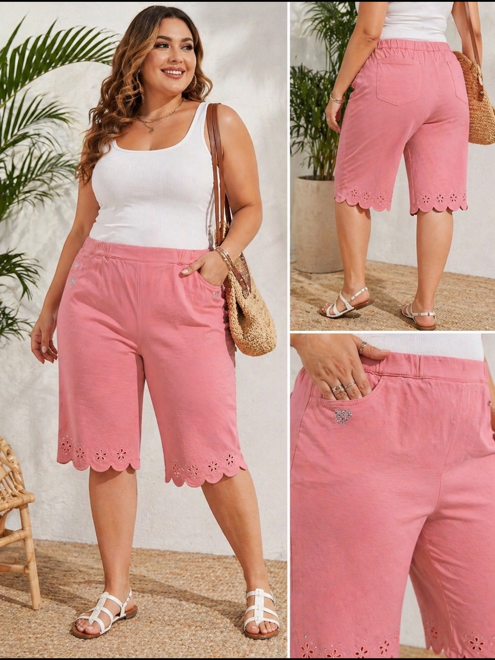 Beautiful Dream Jeans by Quacker Factory pink capri pants in size 2X